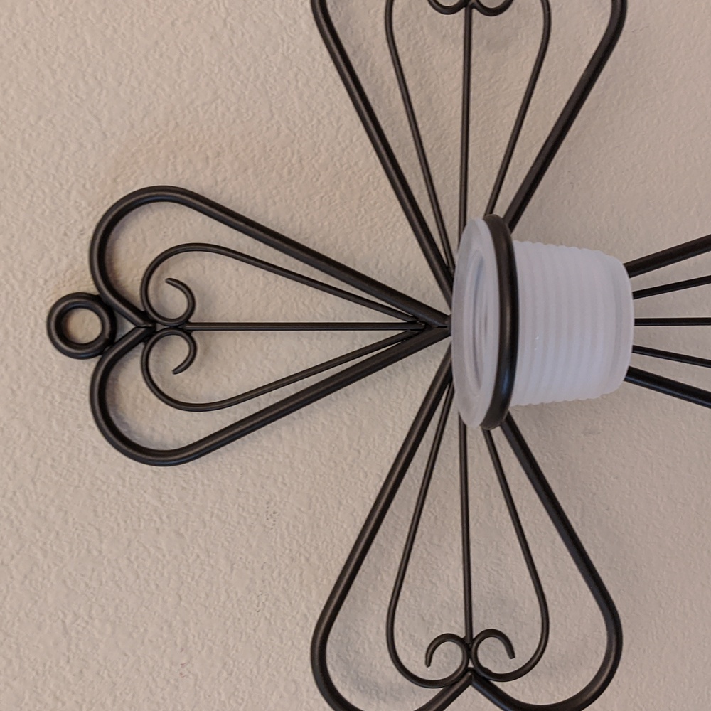 PartyLite Metal Scroll Cross Wall Sconce Votive Candle Holder Black Religious - Picture 2 of 5